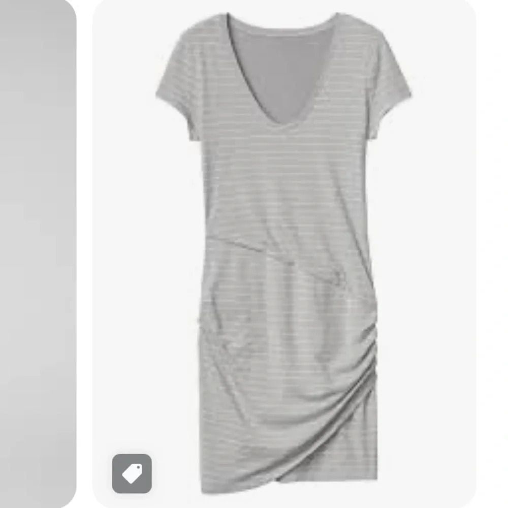 Athleta Knee Length Casual Striped Dresses small gray and white stripe midi - Picture 6 of 11